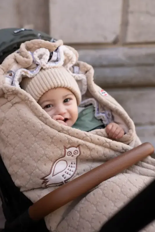 Guļammaiss bērnu ratiem Lodger Bunker Fleece beige ar bērnu