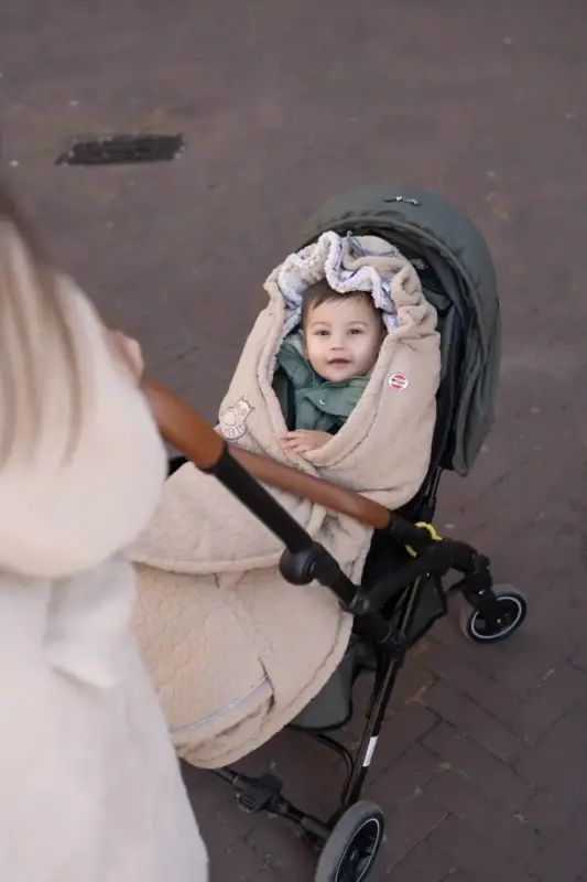 Guļammaiss bērnu ratiem Lodger Bunker Fleece beige ar bērnu ratos