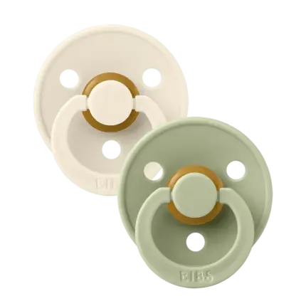 BIBS Colour apaļais knupītis 6–18 mēn., 2 gab. – Sage / Ivory