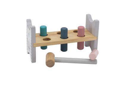 Koka rotaļlieta ar 6 cilindriem un āmuru 255610