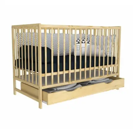 bērnu gultiņa Magda ar atvilktni priedes krāsā kopskats