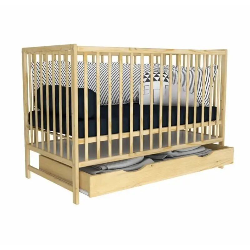 bērnu gultiņa Magda ar atvilktni priedes krāsā kopskats