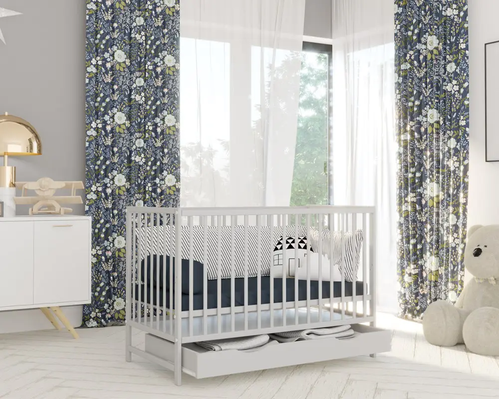 bērnu gultiņa Magda ar atvilktni istabā