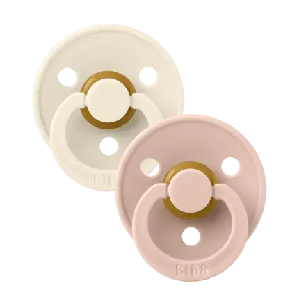 BIBS Colour apaļais knupītis 6–18 mēn., 2 gab. – Ivory / Blush