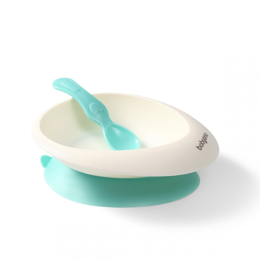 bloda-ar-piesucekni-un-karoti-babyono-mint-1077-03 Bļoda ar piesūcekni un karoti BabyOno Mint 1077/03