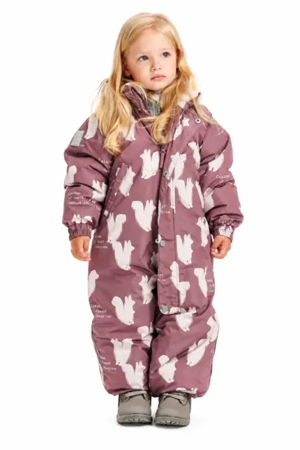 Bērnu ziemas kombinezons Leokid Hero Fred Pink Grey 92–98 cm bērnam mugurā