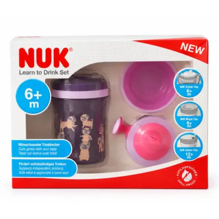Mācību krūzītes komplekts NUK Learn to Drink 230 ml, 6M+