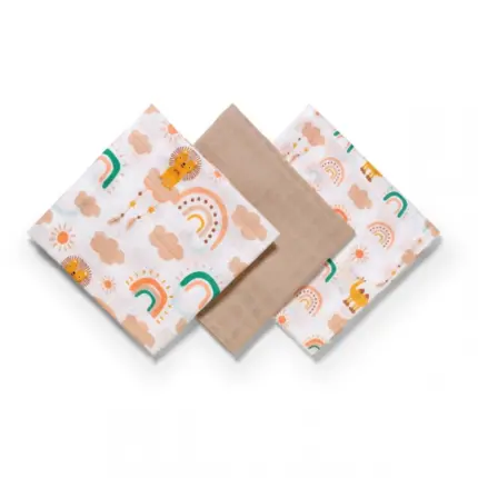 Muslīna autiņi BabyOno 70×70 cm, 3 gab. – Rust 348/08 izpakoti