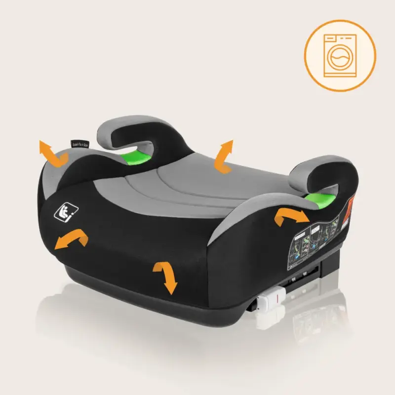 paliktnis bērniem automašīnai lionelo luuk fix grey stone noņemams audums