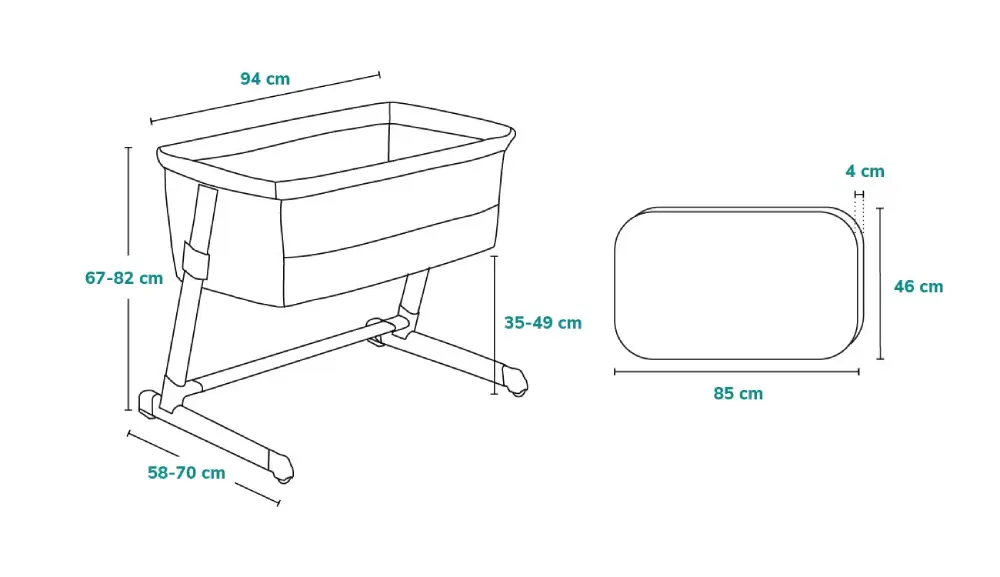zīdaiņu gultiņa Lionelo Theo izmeri