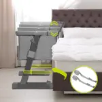 zīdaiņu gultiņa Lionelo Theo concrete pievienota lielai gultai