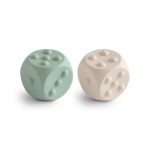 Silikona metamie kauliņi 2gab. MDPT-1003 Cambrige blue/Shifting sands, Mushie