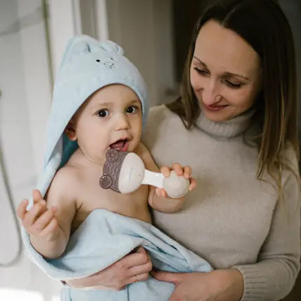 Bambusa dvielis ar kapuci Babyono 1553/02 Blue ar mazuli