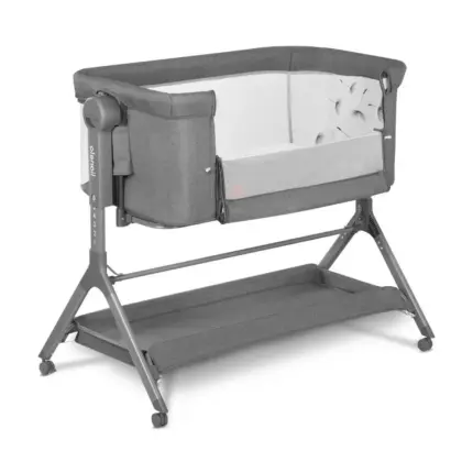 Zīdaiņu gultiņa Lionelo Leonie Plus Grey stone atvērts sāns
