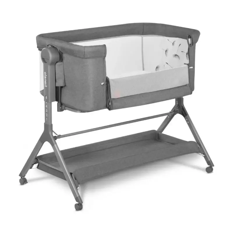 Zīdaiņu gultiņa Lionelo Leonie Plus Grey stone atvērts sāns