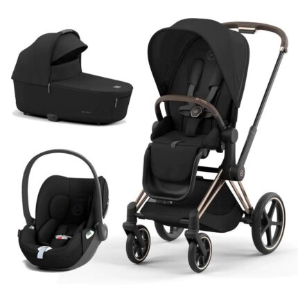 Cybex Priam V4 ratu komplekts 3in1 Sepia Black, Rose gold rāmis, Cloud T autokrēsls