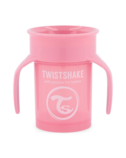 Twistshake mācību krūze 360, 6M+ Pastel Pink