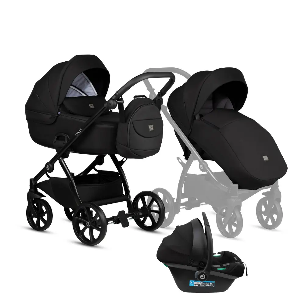 Bērnu rati 3in1 Uno 5 Plus essential 100 charcoal kulba sporta daļa un autokrēsls Bērnu rati 3in1 Uno 5 Plus essential 100 charcoal kulba sporta daļa un autokrēsls