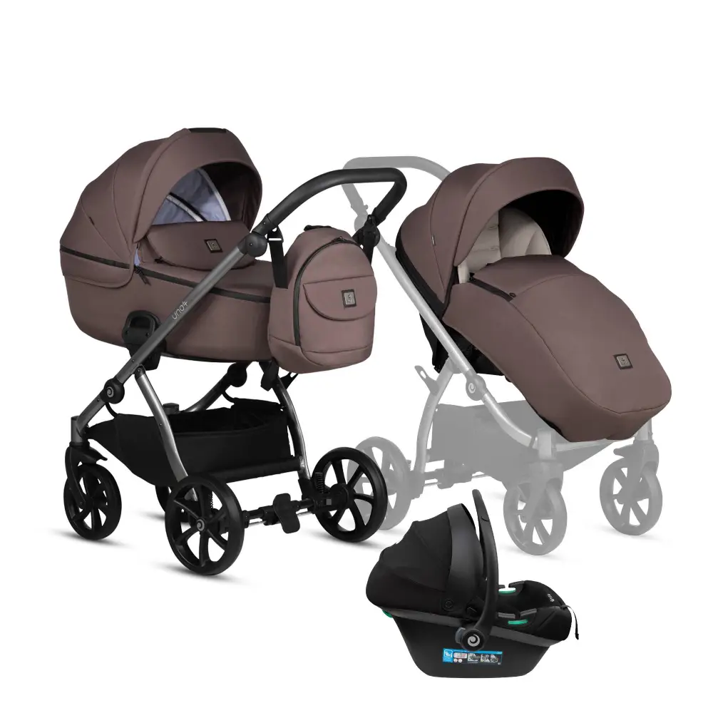 Bērnu rati 3in1 Uno 5 Plus essential 159 cocoa kulba ar sporta daļu un autokrēslu Bērnu rati 3in1 Uno 5 Plus essential 159 cocoa kulba ar sporta daļu un autokrēslu