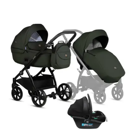 Bērnu rati 3in1 Uno 5 Plus essential 144 pistacchio kulba sporta daļa un autokrēsls