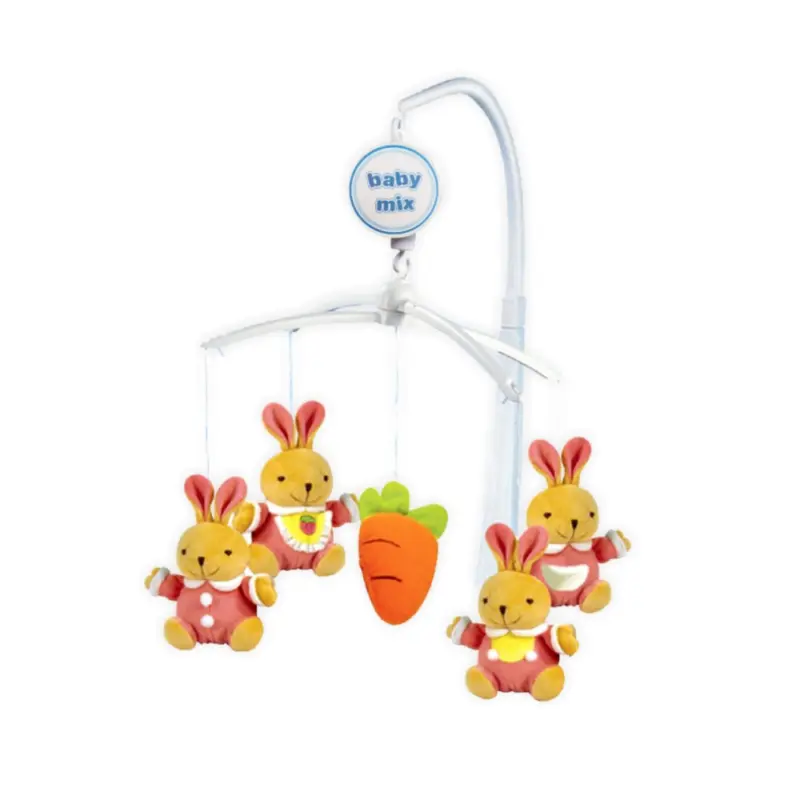 Muzikālais karuselis gultiņai Babymix Rabbit pink kopskats