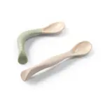 Elastīgas karotes bērniem Babyono 1066/07 beige green saliekts kātiņš