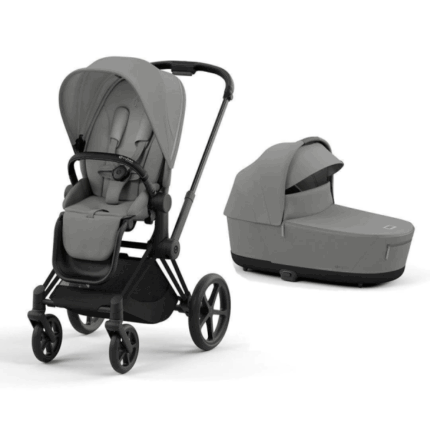 Cybex Priam V4 ratu komplekts 2in1 Mirage Grey, Matt black rāmis
