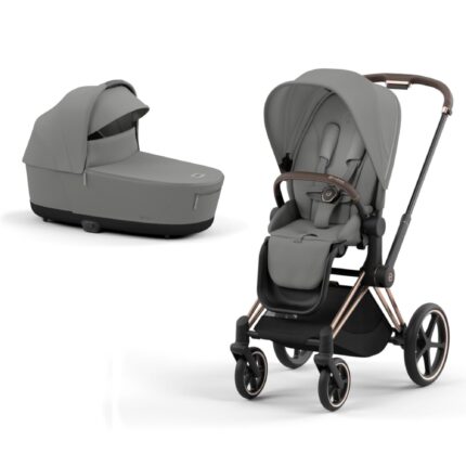 Cybex Priam V4 ratu komplekts 2in1 Mirage Grey, Rose gold rāmis