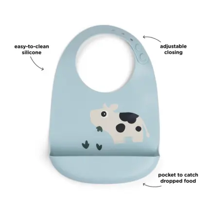 Silikona priekšautiņš Done by Deer Dotti Blue detalizēti