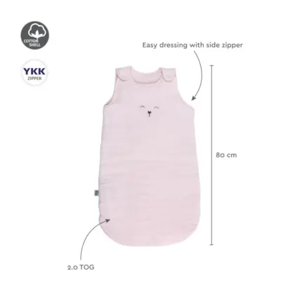Nordbaby SLEEPY zīdaiņu guļammaiss 80 cm Light Pink TOG 2.0 izmēri