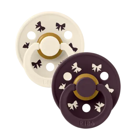 bibs colour round retro holiday māneklītis 6-18 mēneši bow ivory plum kopskats