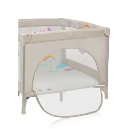 bērnu manēža lionelo mille plus grey beige atvērts sāns