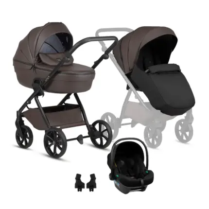Bērnu rati 3 in 1 Tutis Uno 6 Plus Leather 177 cioccolata kopskats