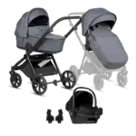 Bērnu rati 3 in 1 Tutis Mio 3 Plus Essential 103 dark grey kopskats