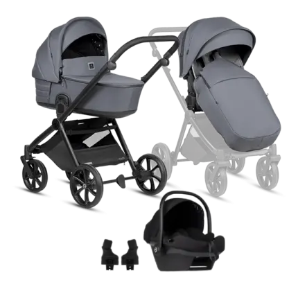 Bērnu rati 3 in 1 Tutis Mio 3 Plus Essential 103 dark grey kopskats