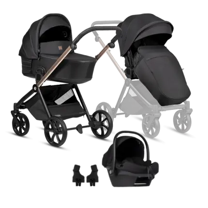 Bērnu rati 3 in 1 Tutis Mio 3 Plus Black Edition 292 Rose Gold kopskats