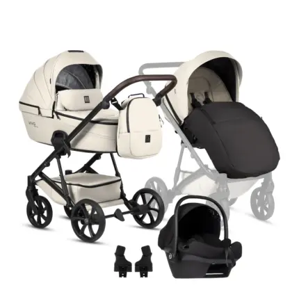 Bērnu rati 3 in 1 Tutis Viva 6 Plus Leather 086 vanilla kopskats