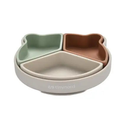 šķīvis ar piesūcekni Tinynord Beige Mint Rust kopskats