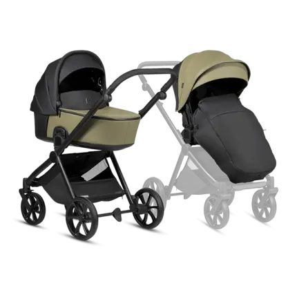 Bērnu rati 2 in 1 Tutis Mio 3 Plus Leather 025 Olive kopskats