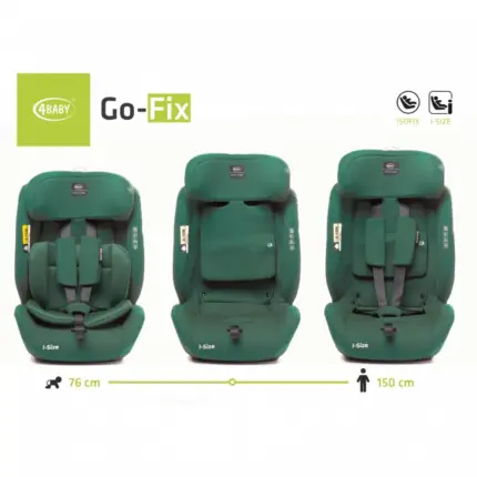 Autokrēsls 4Baby GO-FIX i-size 76-150 cm Green izmēri