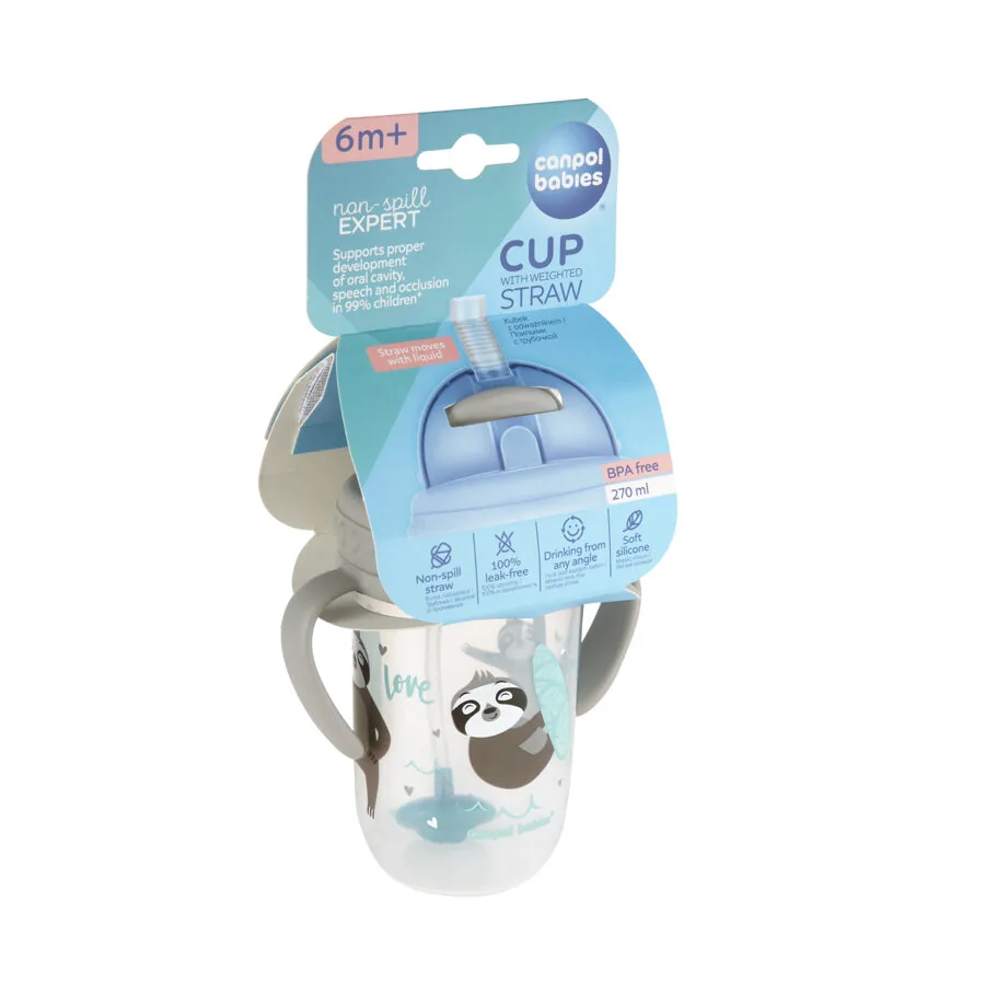 Krūze ar salmiņu Exotic, 56/606 pelēka, Canpol babies - Image 5