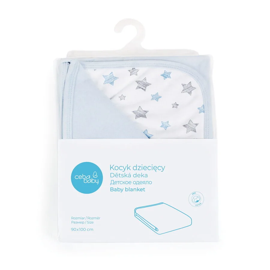 Divpusēja kokvilnas sedziņa Blue STARS 90x100cm, CEBA BABY - Image 3