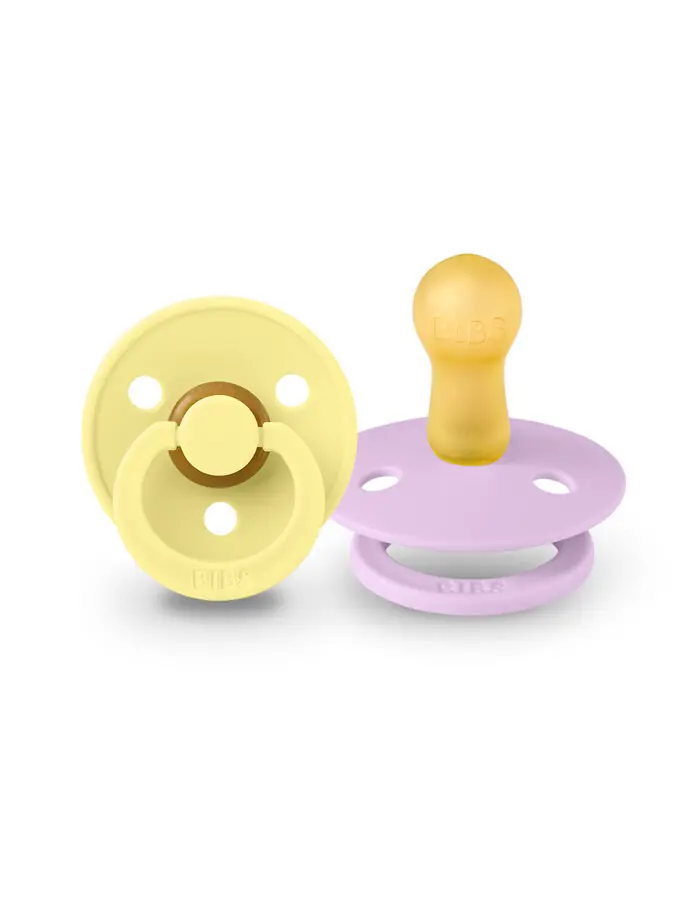 BIBS_colour_w_sunshine_violet-234bb3ee371a60654fc99620500c82a8 BIBS Colour apaļais knupītis 6-18 m, 2 gab., Sunshine / Violet Sky - Image 1