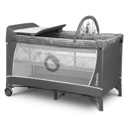 Ceļojuma gultiņa Lionelo Flower, grey scandi 1002241