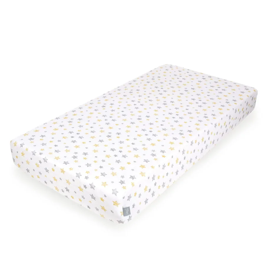 Palags ar gumiju YELLOW STARS, jersey, 120 x 60 cm, Ceba baby - Image 2