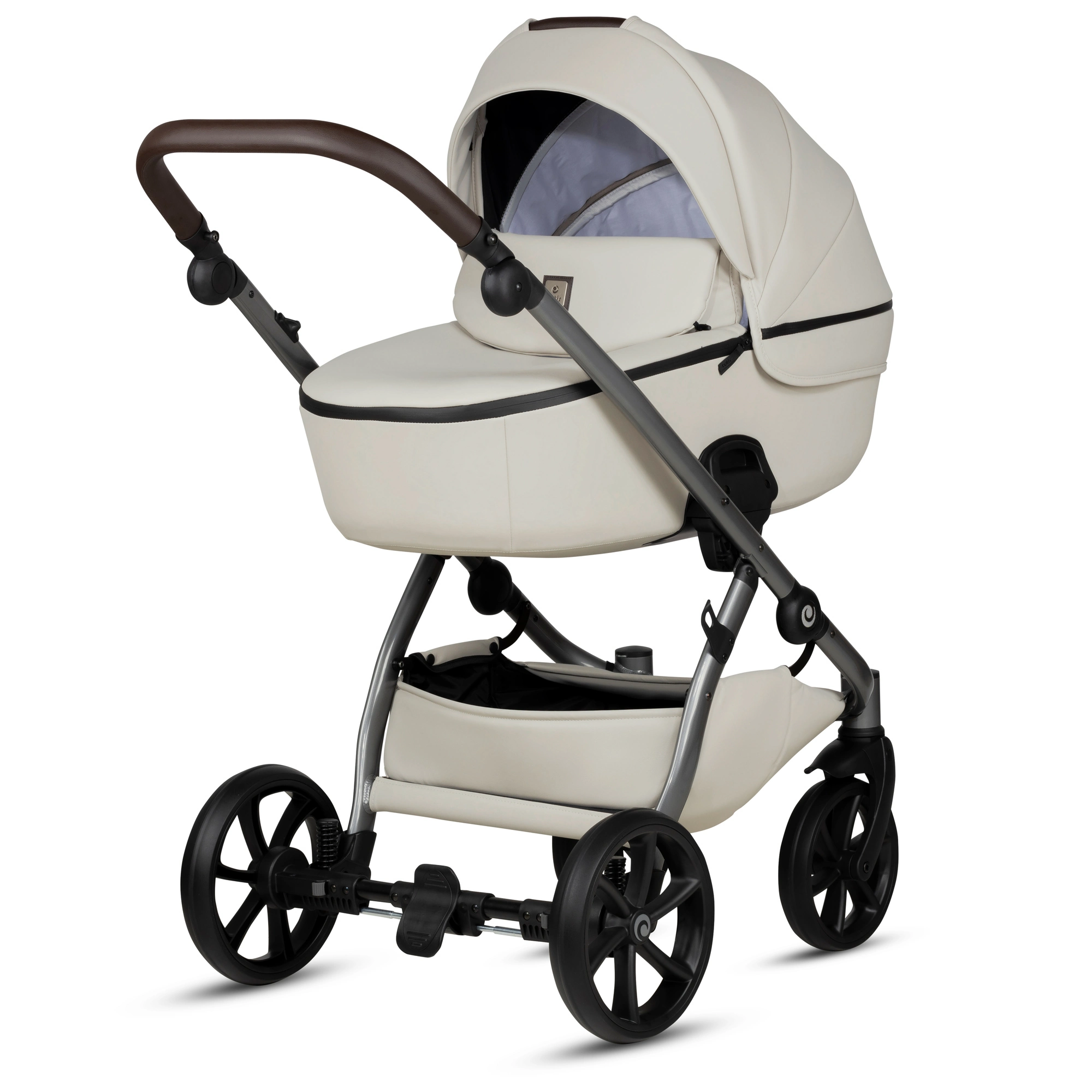 Bērnu rati 2in1 Uno 5 Plus Leather 168 Black Sesame