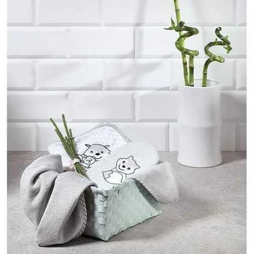 Bambusa dvielis ar kapuci 76x76 cm., 345/03, grey, BabyOno - Image 3