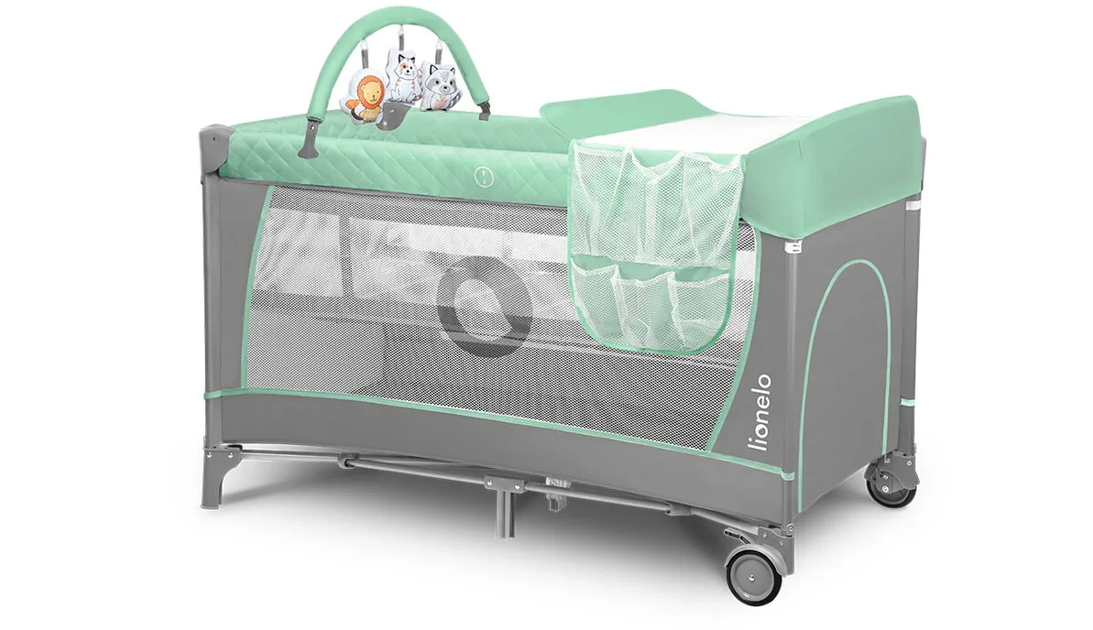 Ceļojuma gultiņa Lionelo Flower, Turquoise 1002500