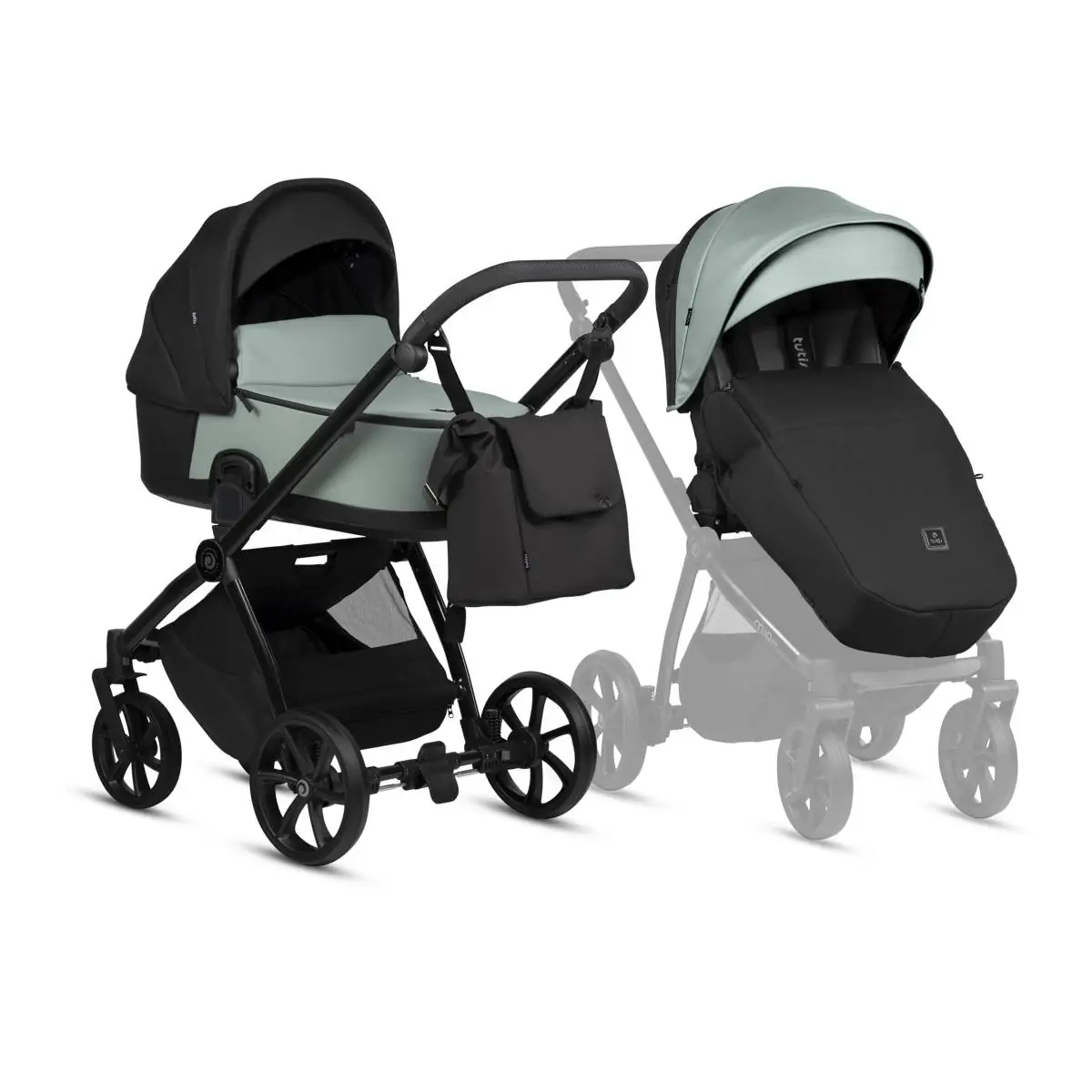 Bērnu rati 2in1 MIO 3 Plus LEATHER 039 Sage