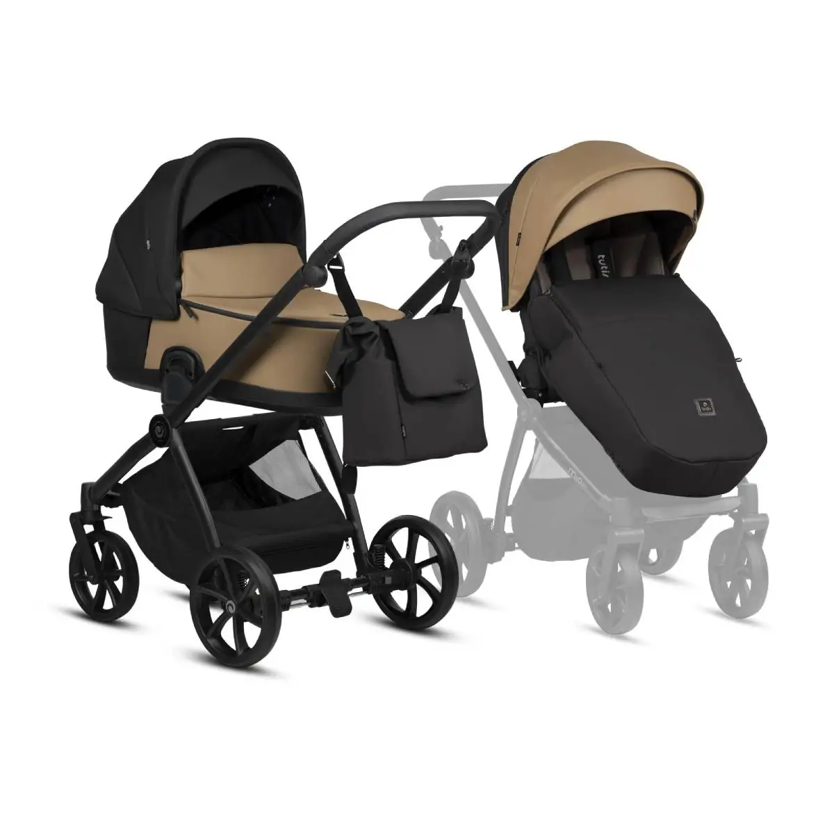 Bērnu rati 2in1 MIO 3 Plus LEATHER 180 Beige